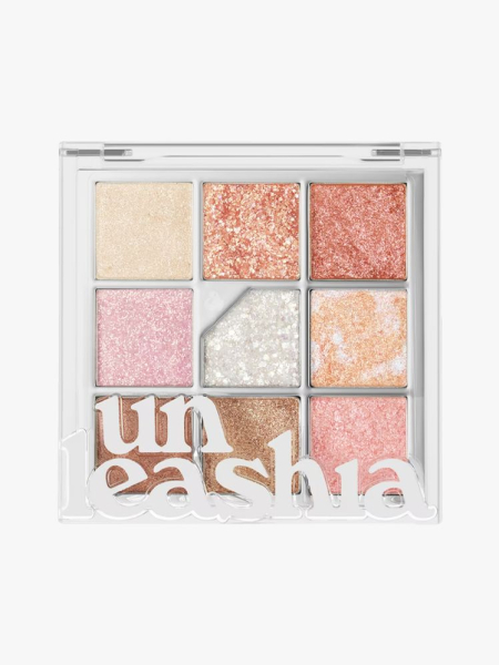 Unleashia Glitterpedia Eye Palette in branded component on a light gray background