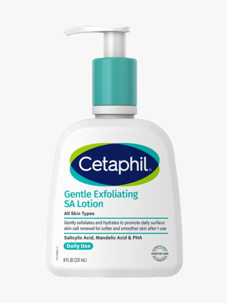 Cetaphil Gentle Exfoliating Salicylic Acid Face Lotion in branded component on a light gray background
